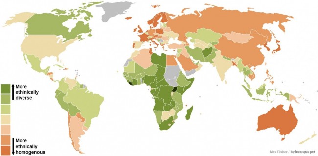 Страны с наибольшим и наименьшим этническим разнообразием